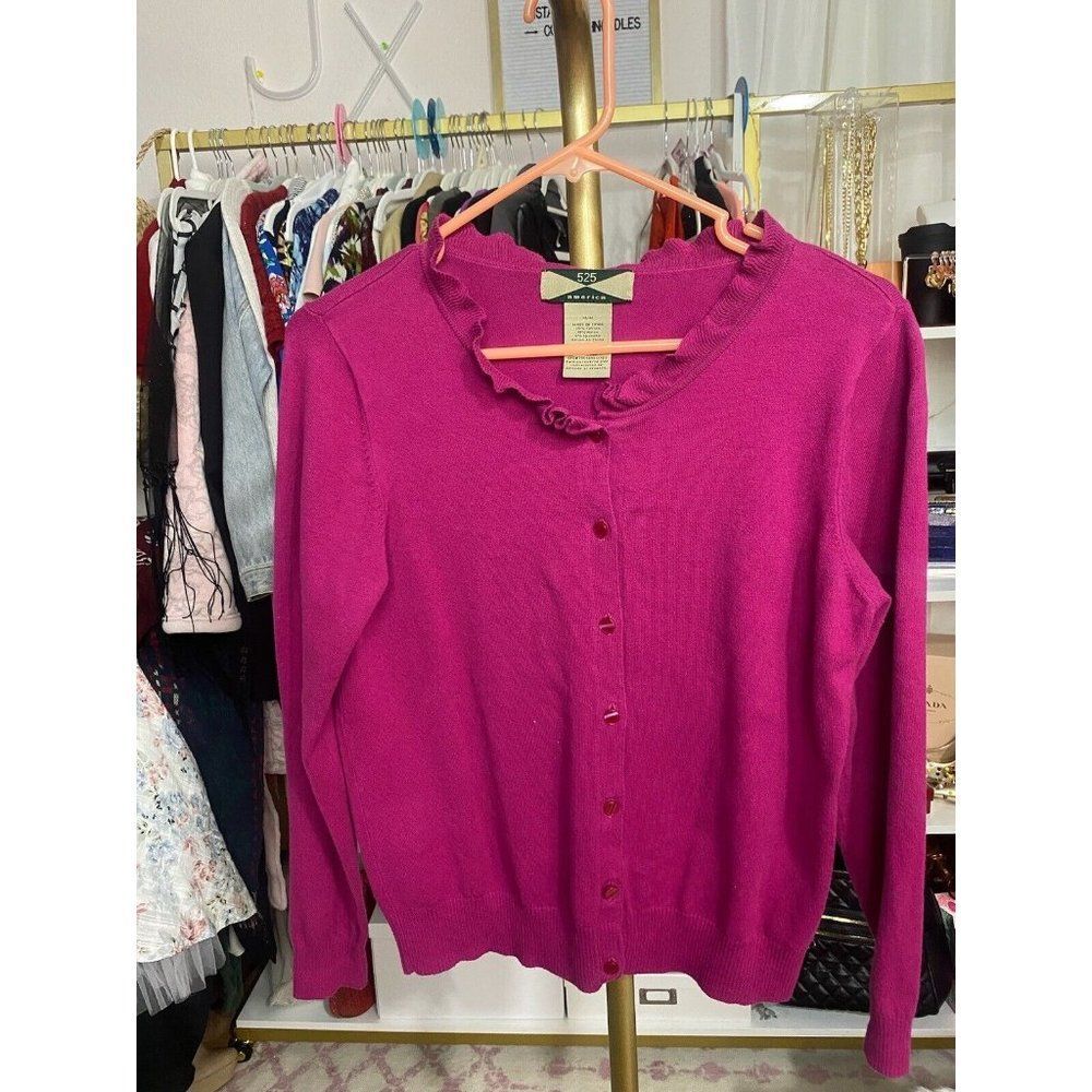 525 America Pink Button  Cardigan Size Medium